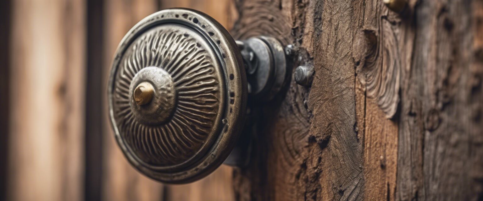 Retro bicycle bell in a rustic setup